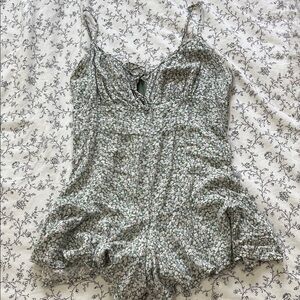 Aeropostale Green Floral Romper
